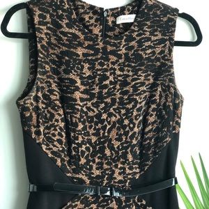 Calvin Klein animal print sleeveless belted dress